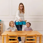 Tavolo rettangolare in legno massello 60x120 cm con gambe da 55 cm, mobili per bambini