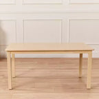 Tavolo rettangolare in legno massello 60x120 cm con gambe da 55 cm, mobili per bambini