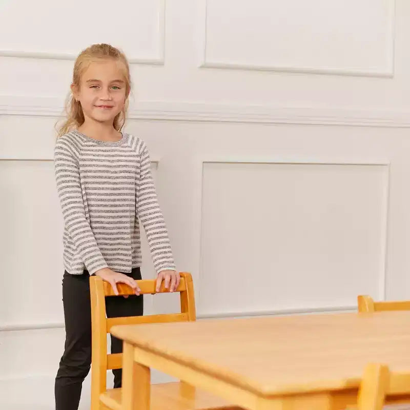 Tavolo rettangolare in legno massello 60x120 cm con gambe da 55 cm, mobili per bambini