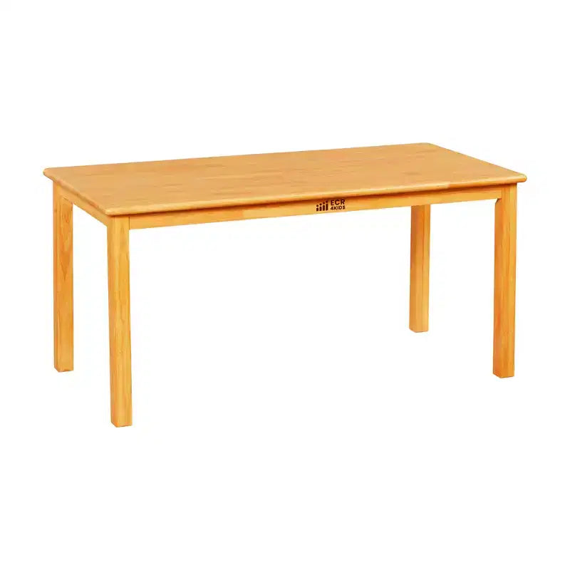Tavolo rettangolare in legno massello 60x120 cm con gambe da 55 cm, mobili per bambini