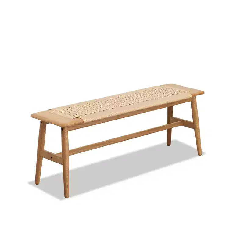 Panca Intrecciata, Panca da Pranzo in Legno Massello di Rovere con Design Rustico Intrecciato a Mano, Panca Lunga da Cucina per Sala da Pranzo, Camera da Letto, Ingresso, Bagno