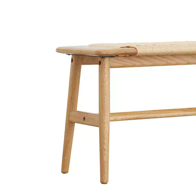 Panca Intrecciata, Panca da Pranzo in Legno Massello di Rovere con Design Rustico Intrecciato a Mano, Panca Lunga da Cucina per Sala da Pranzo, Camera da Letto, Ingresso, Bagno
