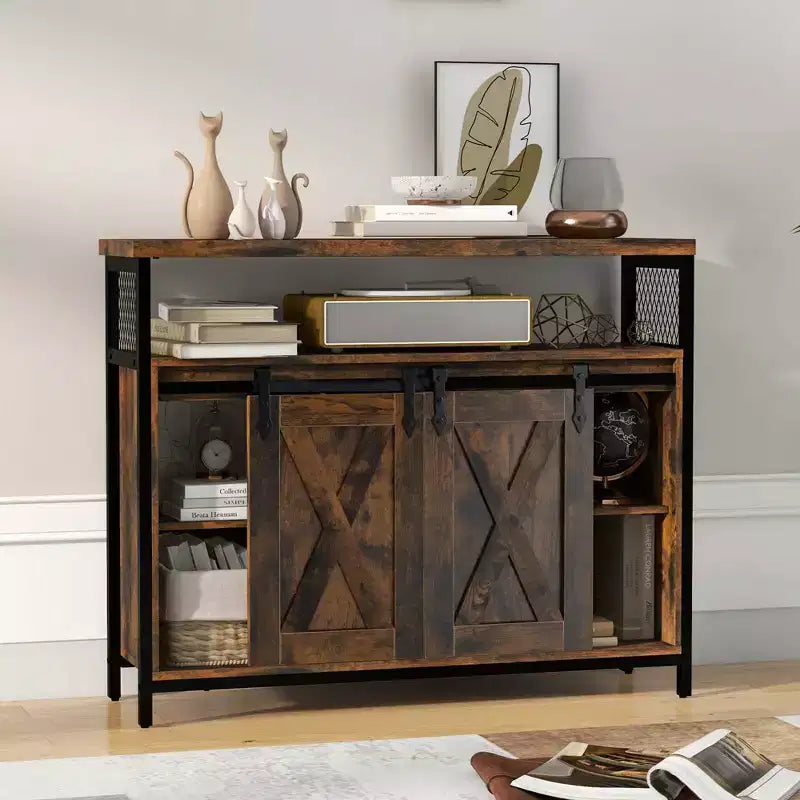 Credenza Industriale con Ampio Piano d'Appoggio e Ripiani Regolabili