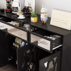 Credenza a 3 cassetti da 140 cm con mobile a specchio