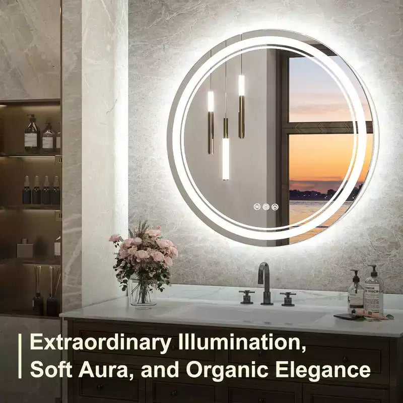 Specchio da parete rotondo a LED per bagno, dimmerabile a 3 temperature di colore