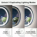 Specchio da parete rotondo a LED per bagno, dimmerabile a 3 temperature di colore
