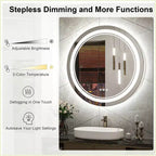 Specchio da parete rotondo a LED per bagno, dimmerabile a 3 temperature di colore