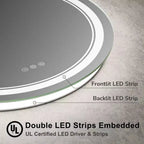 Specchio da parete rotondo a LED per bagno, dimmerabile a 3 temperature di colore