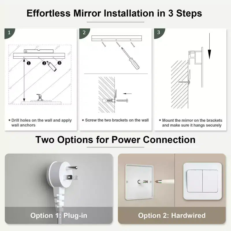 Specchio da parete rotondo a LED per bagno, dimmerabile a 3 temperature di colore