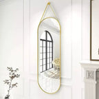 Specchio ovale 16x48 a figura intera da parete decorativo per bagno o ingresso, nero/oro