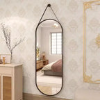 Specchio ovale 16x48 a figura intera da parete decorativo per bagno o ingresso, nero/oro