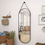 Specchio ovale 16x48 a figura intera da parete decorativo per bagno o ingresso, nero/oro
