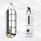 Specchio ovale 16x48 a figura intera da parete decorativo per bagno o ingresso, nero/oro