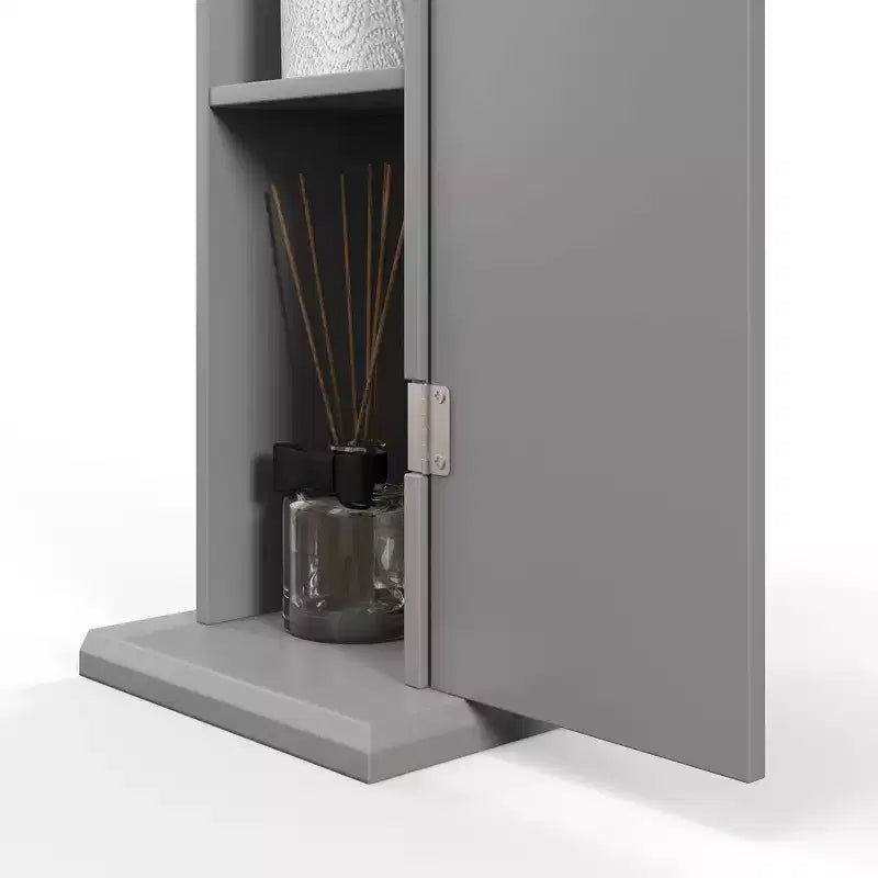 Mobiletto Portacarta Igienica, Armadietto Angolare Salvaspazio per Bagno con Ante e Ripiani, Mobile Contenitore Stretto per Carta e Shampoo
