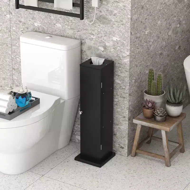 Mobiletto Portacarta Igienica, Armadietto Angolare Salvaspazio per Bagno con Ante e Ripiani, Mobile Contenitore Stretto per Carta e Shampoo