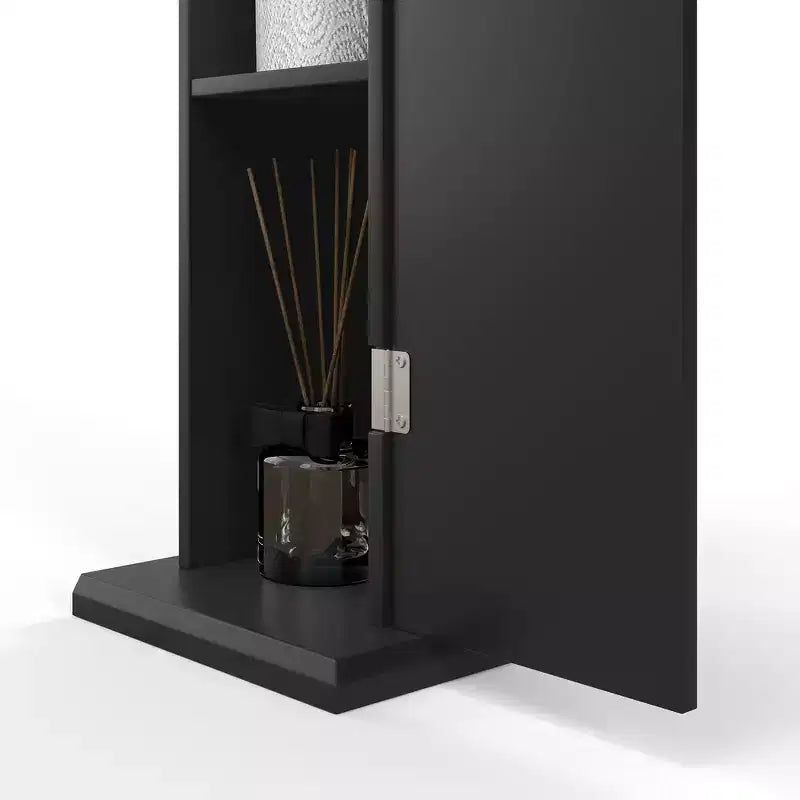 Mobiletto Portacarta Igienica, Armadietto Angolare Salvaspazio per Bagno con Ante e Ripiani, Mobile Contenitore Stretto per Carta e Shampoo