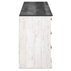 Comò a sei cassetti, bicolore Whitewash e Grigio Rustico, stile Modern Farmhouse