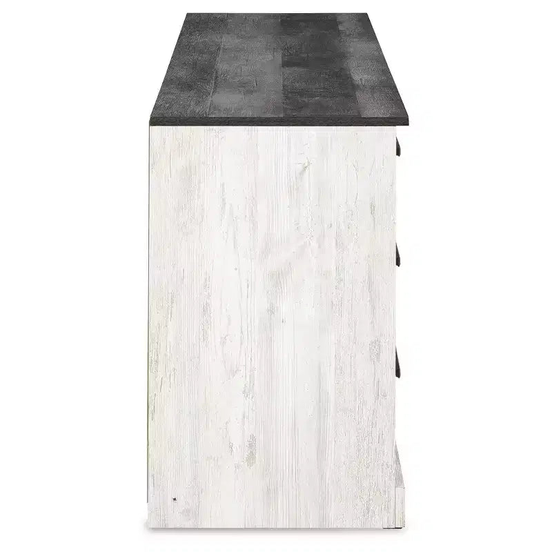 Comò a sei cassetti, bicolore Whitewash e Grigio Rustico, stile Modern Farmhouse