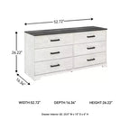 Comò a sei cassetti, bicolore Whitewash e Grigio Rustico, stile Modern Farmhouse