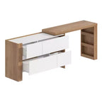 Tavolo da trucco Vanity Girevole Marrone e Bianco con Cassetti Contenitori