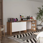 Tavolo da trucco Vanity Girevole Marrone e Bianco con Cassetti Contenitori