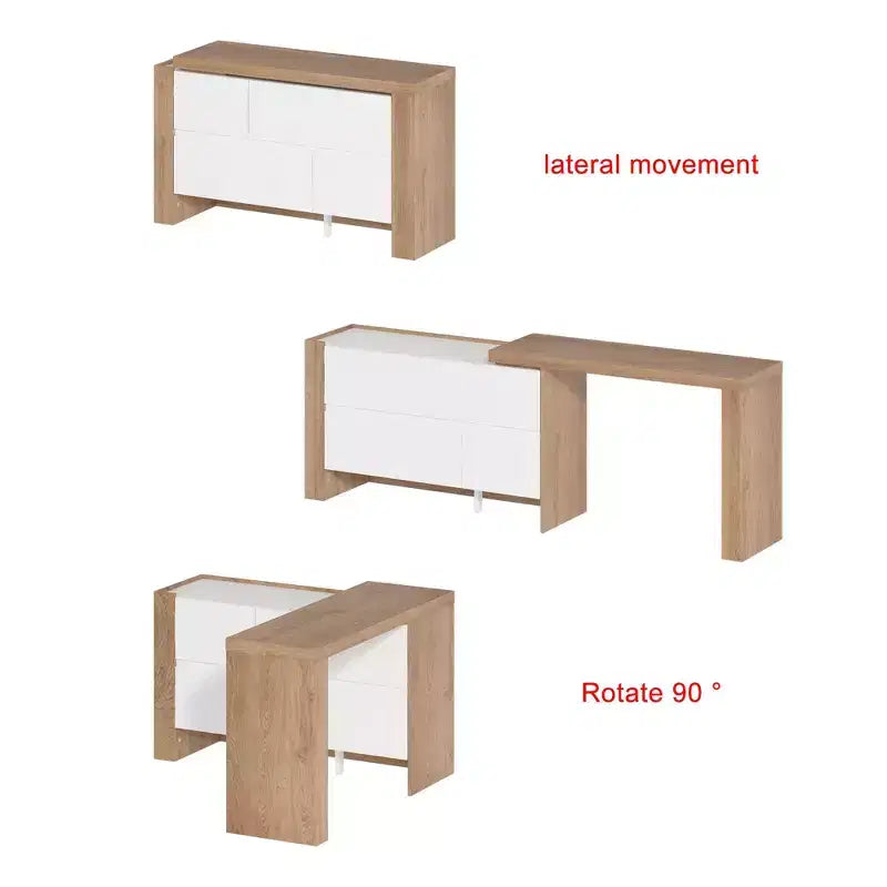 Tavolo da trucco Vanity Girevole Marrone e Bianco con Cassetti Contenitori