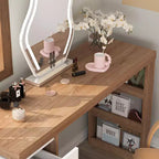 Tavolo da trucco Vanity Girevole Marrone e Bianco con Cassetti Contenitori