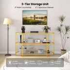 Mobile porta TV a 3 ripiani per TV fino a 65" con mensole in vetro temperato, consolle TV