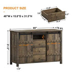 Credenza da Cucina con 3 Cassetti e Anta Scorrevole in Stile Fienile