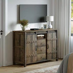 Credenza da Cucina con 3 Cassetti e Anta Scorrevole in Stile Fienile