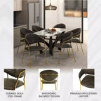 Sedia da pranzo imbottita in pelle e velluto, seduta e schienale ergonomici imbottiti, base durevole in acciaio inossidabile, poltroncina di design