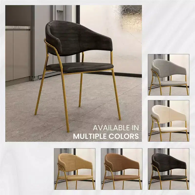 Sedia da pranzo imbottita in pelle e velluto, seduta e schienale ergonomici imbottiti, base durevole in acciaio inossidabile, poltroncina di design