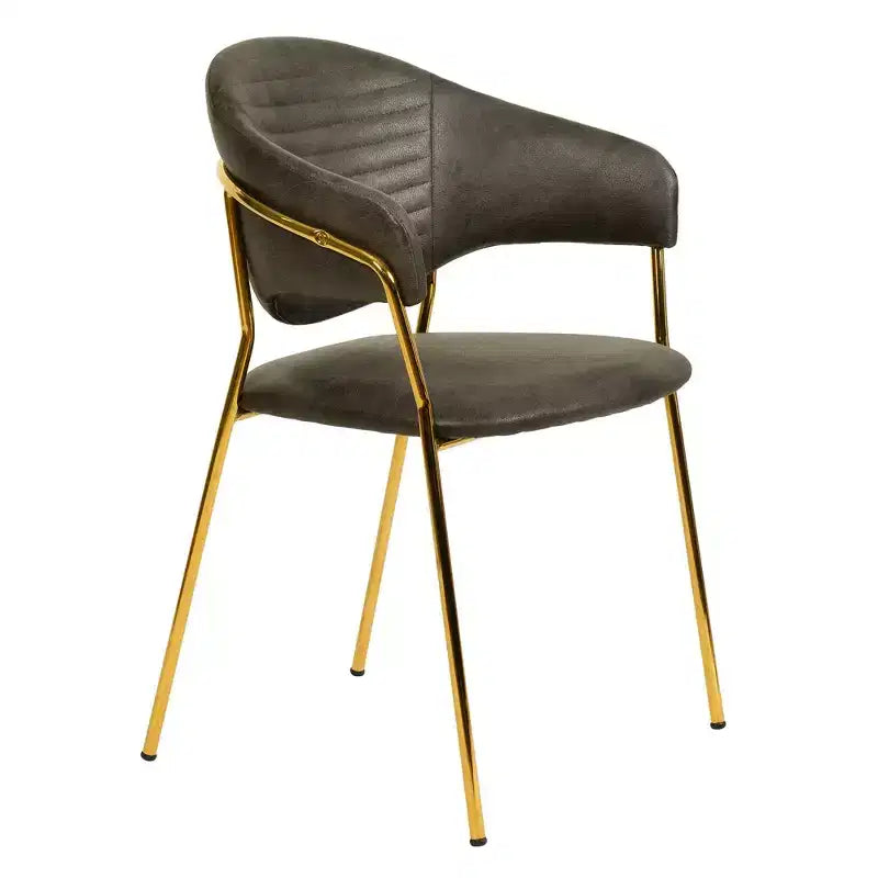 Sedia da pranzo imbottita in pelle e velluto, seduta e schienale ergonomici imbottiti, base durevole in acciaio inossidabile, poltroncina di design