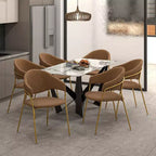 Sedia da pranzo imbottita in pelle e velluto, seduta e schienale ergonomici imbottiti, base durevole in acciaio inossidabile, poltroncina di design