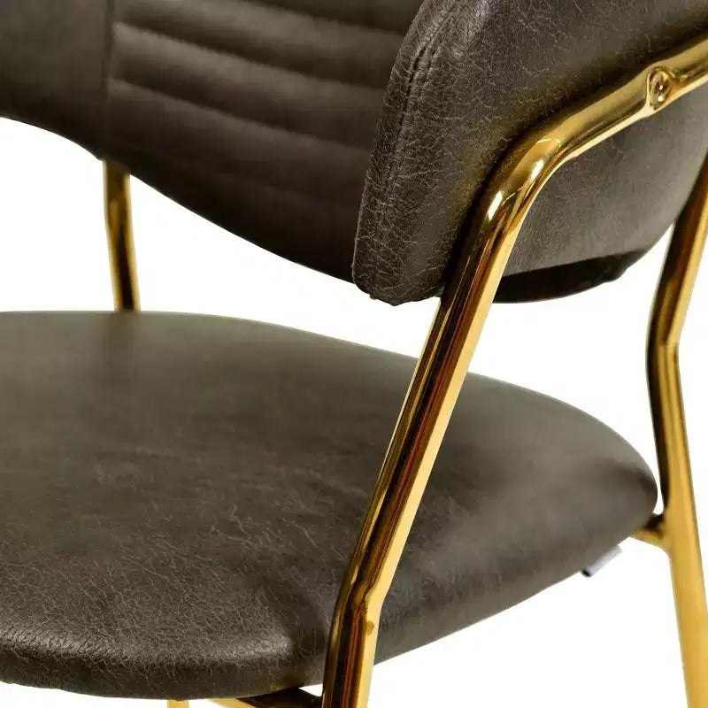 Sedia da pranzo imbottita in pelle e velluto, seduta e schienale ergonomici imbottiti, base durevole in acciaio inossidabile, poltroncina di design