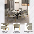 Sedia da pranzo imbottita in pelle e velluto, seduta e schienale ergonomici imbottiti, base durevole in acciaio inossidabile, poltroncina di design