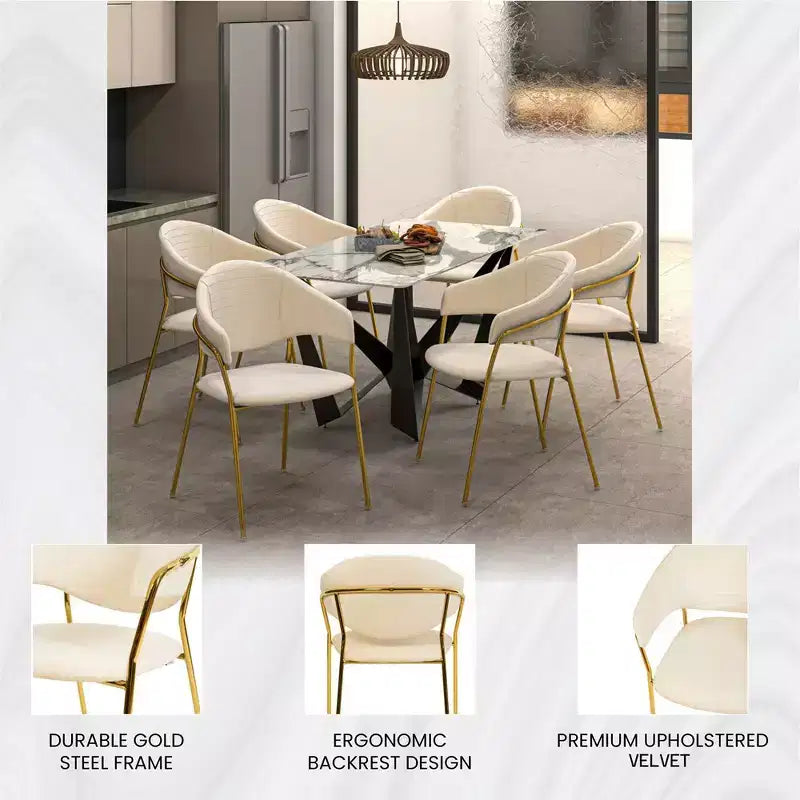 Sedia da pranzo imbottita in pelle e velluto, seduta e schienale ergonomici imbottiti, base durevole in acciaio inossidabile, poltroncina di design