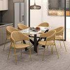 Sedia da pranzo imbottita in pelle e velluto, seduta e schienale ergonomici imbottiti, base durevole in acciaio inossidabile, poltroncina di design