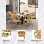 Sedia da pranzo imbottita in pelle e velluto, seduta e schienale ergonomici imbottiti, base durevole in acciaio inossidabile, poltroncina di design
