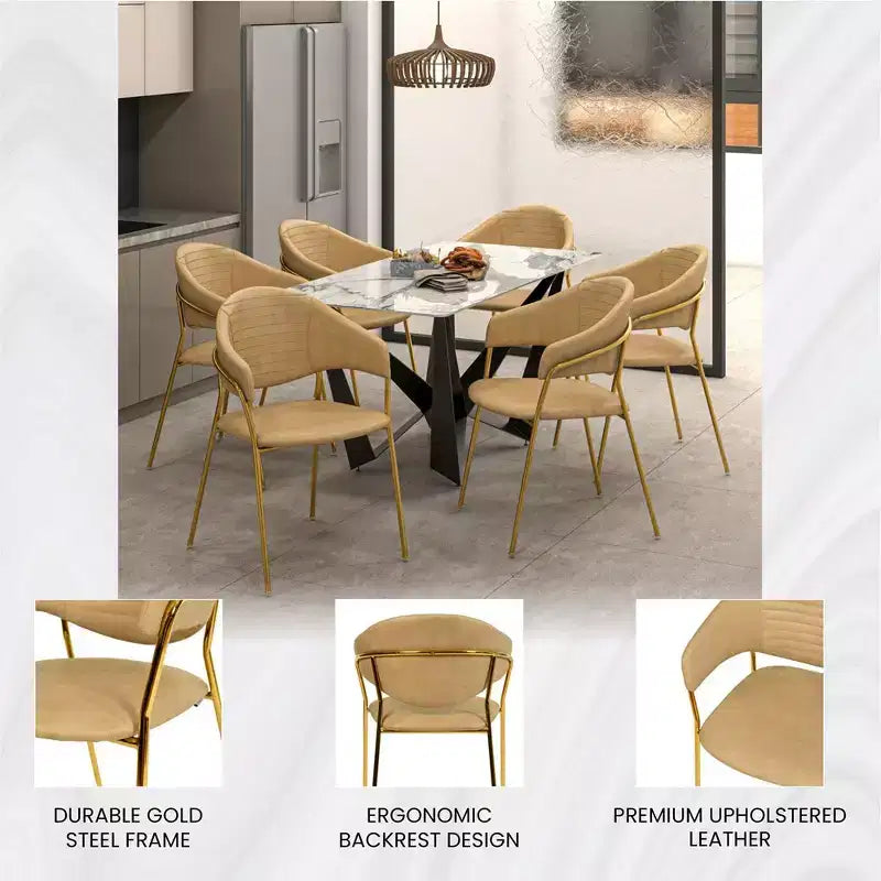 Sedia da pranzo imbottita in pelle e velluto, seduta e schienale ergonomici imbottiti, base durevole in acciaio inossidabile, poltroncina di design