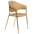 Sedia da pranzo imbottita in pelle e velluto, seduta e schienale ergonomici imbottiti, base durevole in acciaio inossidabile, poltroncina di design