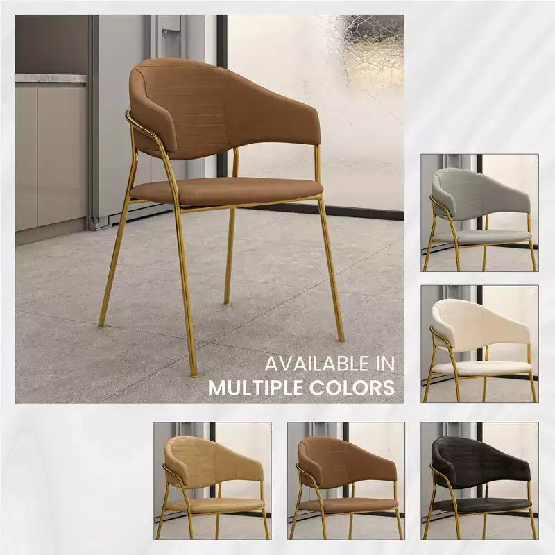 Sedia da pranzo imbottita in pelle e velluto, seduta e schienale ergonomici imbottiti, base durevole in acciaio inossidabile, poltroncina di design