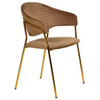 Sedia da pranzo imbottita in pelle e velluto, seduta e schienale ergonomici imbottiti, base durevole in acciaio inossidabile, poltroncina di design