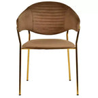 Sedia da pranzo imbottita in pelle e velluto, seduta e schienale ergonomici imbottiti, base durevole in acciaio inossidabile, poltroncina di design