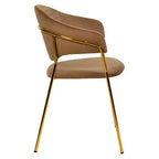 Sedia da pranzo imbottita in pelle e velluto, seduta e schienale ergonomici imbottiti, base durevole in acciaio inossidabile, poltroncina di design