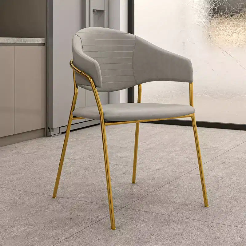 Sedia da pranzo imbottita in pelle e velluto, seduta e schienale ergonomici imbottiti, base durevole in acciaio inossidabile, poltroncina di design