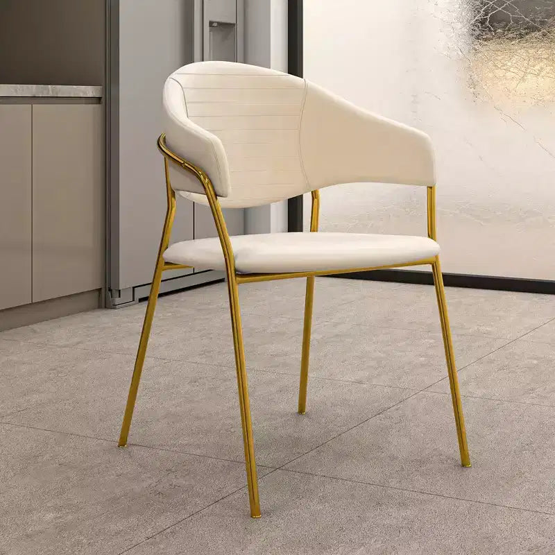 Sedia da pranzo imbottita in pelle e velluto, seduta e schienale ergonomici imbottiti, base durevole in acciaio inossidabile, poltroncina di design