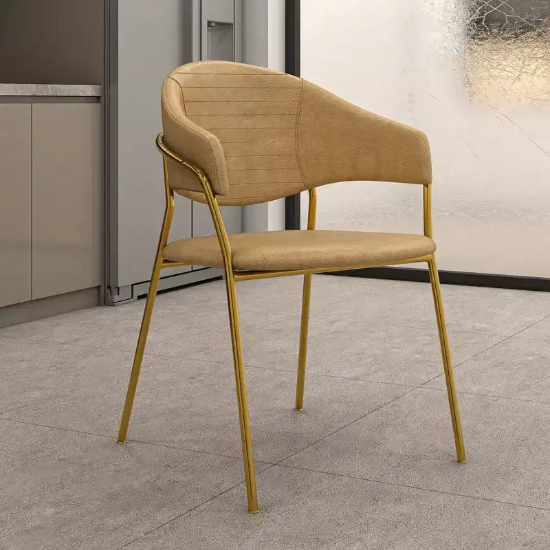 Sedia da pranzo imbottita in pelle e velluto, seduta e schienale ergonomici imbottiti, base durevole in acciaio inossidabile, poltroncina di design