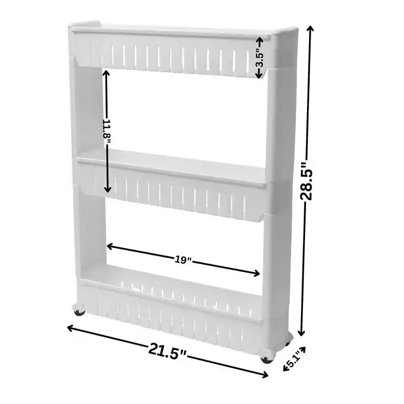Carrello sottile multiuso con ruote - Organizer multiuso a 3 ripiani per bagno, cucina e dormitorio - Disponibile in bianco, grigio, nero