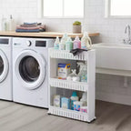 Carrello sottile multiuso con ruote - Organizer multiuso a 3 ripiani per bagno, cucina e dormitorio - Disponibile in bianco, grigio, nero